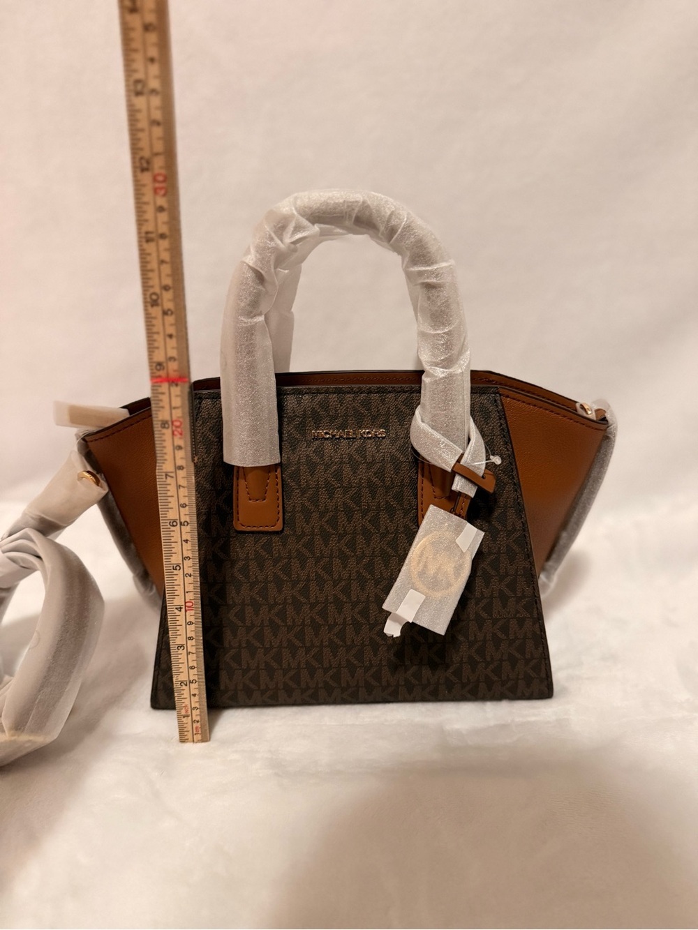 Michael Kors Avril Small Logo Top-Zip Satchel Brown - Picture 2 of 16